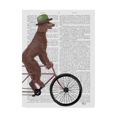 Fab Funky 'Poodle On Bicycle Text, Brown' Canvas Art,18x24